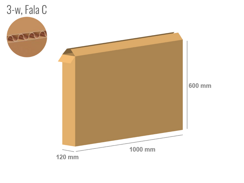 Cardboard box 1000x120x600 - with Flaps (Fefco 201) - Single Wall (3-layer)