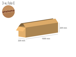 Cardboard box 1000x220x220 - with Flaps (Fefco 201) - Single Wall (3-layer)
