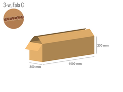 Cardboard box 1000x250x250 - with Flaps (Fefco 201) - Single Wall (3-layer)