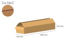 Cardboard box 1000x260x150 - with Flaps (Fefco 201) - Single Wall (3-layer)