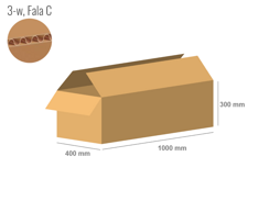 Cardboard box 1000x400x300 - with Flaps (Fefco 201) - Single Wall (3-layer)