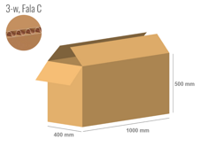 Cardboard box 1000x400x500 - with Flaps (Fefco 201) - Single Wall (3-layer)