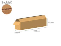 Cardboard box 1005x215x215 - with Flaps (Fefco 201) - Single Wall (3-layer)
