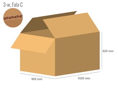 Cardboard box 1020x800x620 - with Flaps (Fefco 201) - Single Wall (3-layer)