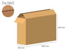 Cardboard box 1040x300x640 - with Flaps (Fefco 201) - Single Wall (3-layer)
