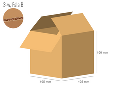 Cardboard box 105x105x100 - with Flaps (Fefco 201) - Single Wall (3-layer)