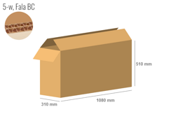 Cardboard box 1080x310x510 - with Flaps (Fefco 201) - Double Wall (5-layer)