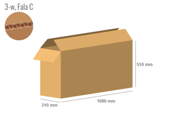 Cardboard box 1080x310x510 - with Flaps (Fefco 201) - Single Wall (3-layer)