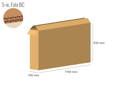Cardboard box 1160x190x630 - with Flaps (Fefco 201) - Double Wall (5-layer)