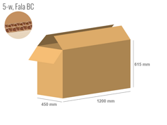 Cardboard box 1200x450x615 - with Flaps (Fefco 201) - Double Wall (5-layer)