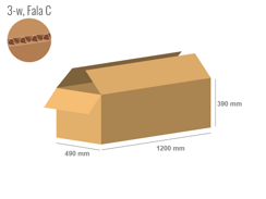 Cardboard box 1200x490x390 - with Flaps (Fefco 201) - Single Wall (3-layer)