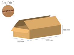 Cardboard box 1220x630x260 - with Flaps (Fefco 201) - Single Wall (3-layer)