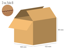 Cardboard box 123x100x90 - with Flaps (Fefco 201) - Single Wall (3-layer)