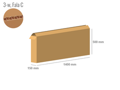 Cardboard box 1400x150x500 - with Flaps (Fefco 201) - Single Wall (3-layer)