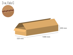 Cardboard box 1480x520x200 - with Flaps (Fefco 201) - Single Wall (3-layer)