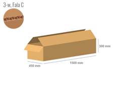 Cardboard box 1500x450x300 - with Flaps (Fefco 201) - Single Wall (3-layer)