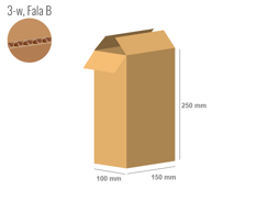 Cardboard box 150x100x250 - with Flaps (Fefco 201) - Single Wall (3-layer)