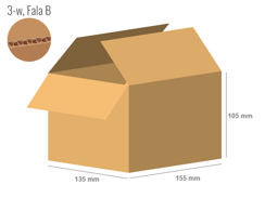 Cardboard box 155x135x105 - with Flaps (Fefco 201) - Single Wall (3-layer)