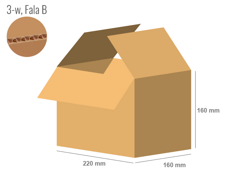 Cardboard box 160x220x160 - with Flaps (Fefco 201) - Single Wall (3-layer)