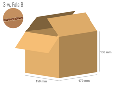 Cardboard box 170x150x130 - with Flaps (Fefco 201) - Single Wall (3-layer)