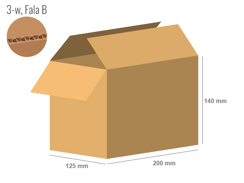 Cardboard box 200x125x140 - with Flaps (Fefco 201) - Single Wall (3-layer)