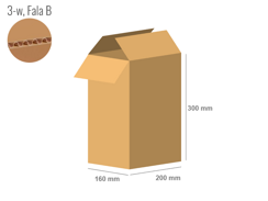 Cardboard box 200x160x300 - with Flaps (Fefco 201) - Single Wall (3-layer)