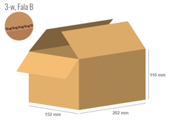 Cardboard box 202x152x110 - with Flaps (Fefco 201) - Single Wall (3-layer)