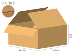 Cardboard box 205x205x100 - with Flaps (Fefco 201) - Single Wall (3-layer)