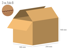 Cardboard box 210x160x140 - with Flaps (Fefco 201) - Single Wall (3-layer)