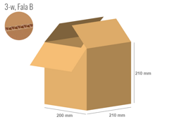 Cardboard box 210x200x210 - with Flaps (Fefco 201) - Single Wall (3-layer)