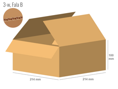 Cardboard box 214x214x100 - with Flaps (Fefco 201) - Single Wall (3-layer)