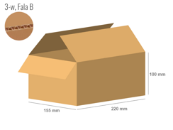 Cardboard box 220x155x100 - with Flaps (Fefco 201) - Single Wall (3-layer)