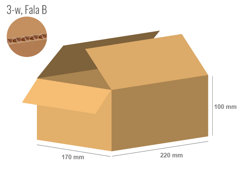 Cardboard box 220x170x100 - with Flaps (Fefco 201) - Single Wall (3-layer)