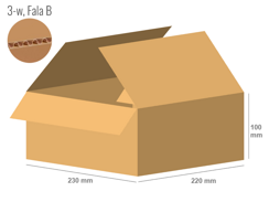 Cardboard box 220x230x100 - with Flaps (Fefco 201) - Single Wall (3-layer)