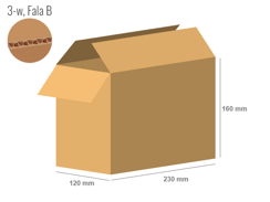 Cardboard box 230x120x160 - with Flaps (Fefco 201) - Single Wall (3-layer)