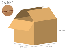 Cardboard box 230x210x170 - with Flaps (Fefco 201) - Single Wall (3-layer)