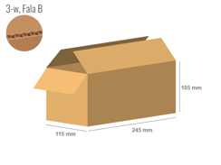 Cardboard box 245x115x105 - with Flaps (Fefco 201) - Single Wall (3-layer)