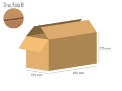 Cardboard box 245x115x115 - with Flaps (Fefco 201) - Single Wall (3-layer)
