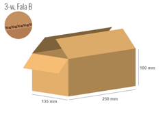 Cardboard box 250x135x100 - with Flaps (Fefco 201) - Single Wall (3-layer)