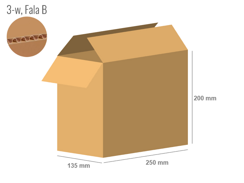 Cardboard box 250x135x200 - with Flaps (Fefco 201) - Single Wall (3-layer)