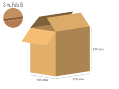 Cardboard box 250x185x235 - with Flaps (Fefco 201) - Single Wall (3-layer)