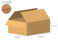 Cardboard box 250x200x100 - with Flaps (Fefco 201) - Single Wall (3-layer)