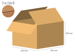 Cardboard box 250x230x160 - with Flaps (Fefco 201) - Single Wall (3-layer)