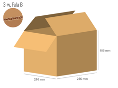 Cardboard box 255x210x185 - with Flaps (Fefco 201) - Single Wall (3-layer)