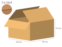 Cardboard box 255x230x135 - with Flaps (Fefco 201) - Single Wall (3-layer)