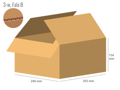 Cardboard box 255x246x134 - with Flaps (Fefco 201) - Single Wall (3-layer)