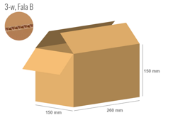 Cardboard box 260x150x150 - with Flaps (Fefco 201) - Single Wall (3-layer)