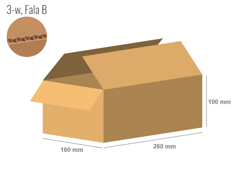 Cardboard box 260x160x100 - with Flaps (Fefco 201) - Single Wall (3-layer)