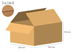 Cardboard box 260x220x130 - with Flaps (Fefco 201) - Single Wall (3-layer)