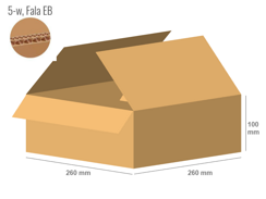 Cardboard box 260x260x100 - with Flaps (Fefco 201) - Double Wall (5-layer)